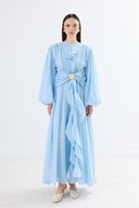 Berila Belted Ruffled Hem Dress