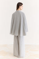 Jacket Collar Striped Trouser Set