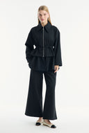 Ruffled Look Zippered Pants Set