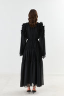 Bianca Ruffle-Shoulder Chiffon Dress