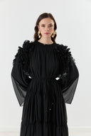 Bianca Ruffle-Shoulder Chiffon Dress