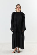 Bianca Ruffle-Shoulder Chiffon Dress