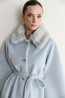 Blasro Faux Fur Trimmed Long Poncho