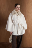 Blasro Fur-Trimmed Long Poncho
