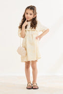 Embroidered Collar Detail Dress - Butter Yellow