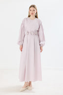 Brook Ruched Sleeve Dress with Waist Detail