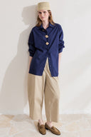 Brooch Detailed Dacron Shirt with Cuffs
