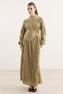 Gathered Half-Placket Voile Dress