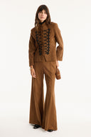 Suede-Look Jacket with Piping Detail