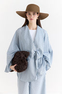 Jacket Collar Striped Trouser Set