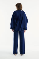 Scarf-Detailed Knitted Trousers Set