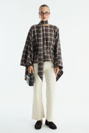 Mock Neck Plaid Poncho