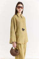Organic Linen Shirt with Sleeve Cuff Detail