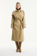 Long Trench Coat with Epaulet and Belt Detail