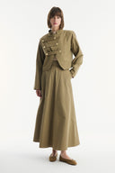 Asymmetric Button Detail Skirt Set