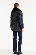 Collar Faux Fur Detailed Quilted Jacket - Grey