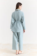 Organic Linen Shirt with Sleeve Cuff Detail