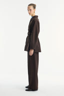 Button-Detailed Belted Jacket