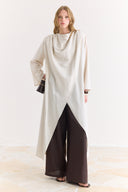 Draped Abaya Dress with Padded Shoulders and Wrap Closure