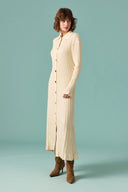 Nellie Gold Button-Detail Knit Dress