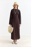 Linen Dress with Wide Sleeve Detail