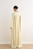 Cavin Belted Ruched Chain Satin Dress