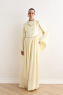 Cavin Belted Ruched Chain Satin Dress