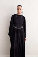 Cavin Ruched Chain-Strap Satin Dress