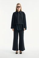Ruffled Look Zippered Pants Set