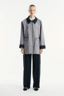 Parka with Contrast Collar and Tape Detail