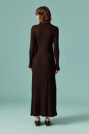 Nellie Gold Button-Detail Knit Dress