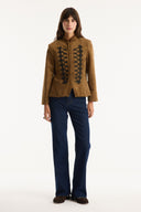 Suede-Look Jacket with Detailed Piping Trim