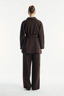 Button-Detailed Belted Jacket