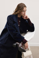 Notched Lapel Long Goldfox Wool Coat
