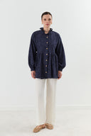 Celeste Button-Down Shirt with Ruffles