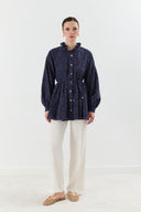 Celeste Button-Down Shirt with Ruffles