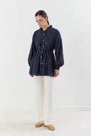 Celeste Button-Down Shirt with Ruffles