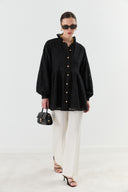 Celeste Button-Down Shirt with Ruffles
