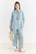 Organic Linen Shirt with Sleeve Cuff Detail