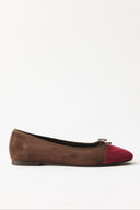 Genuine Suede Ballet Flats with Bow Detail