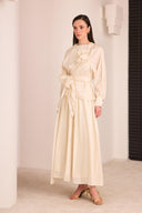 Skirt Set with Flower Buckle and Lace-Up Detail