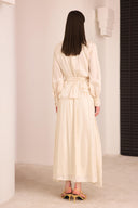 Skirt Set with Flower Buckle and Lace-Up Detail