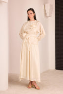 Skirt Set with Flower Buckle and Lace-Up Detail