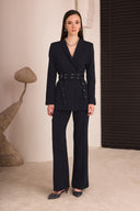 Çift Kemerli Blazer Takım