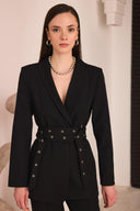Çift Kemerli Blazer Takım