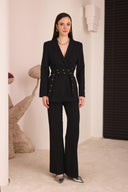 Çift Kemerli Blazer Takım