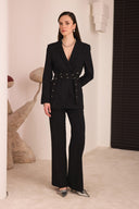 Çift Kemerli Blazer Takım