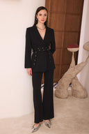 Çift Kemerli Blazer Takım