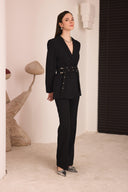 Çift Kemerli Blazer Takım