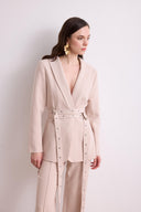 Çift Kemerli Blazer Takım